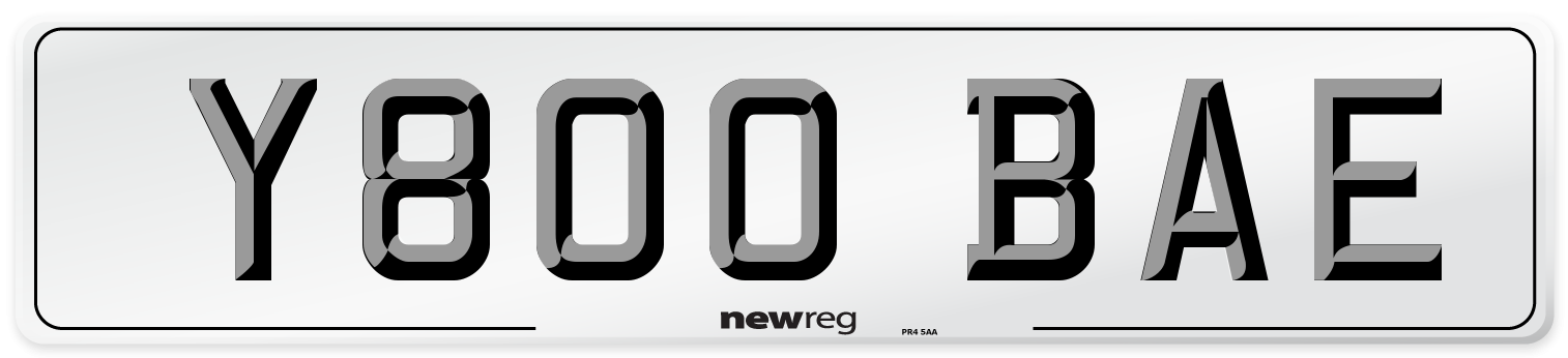Y800 BAE Number Plate from New Reg
